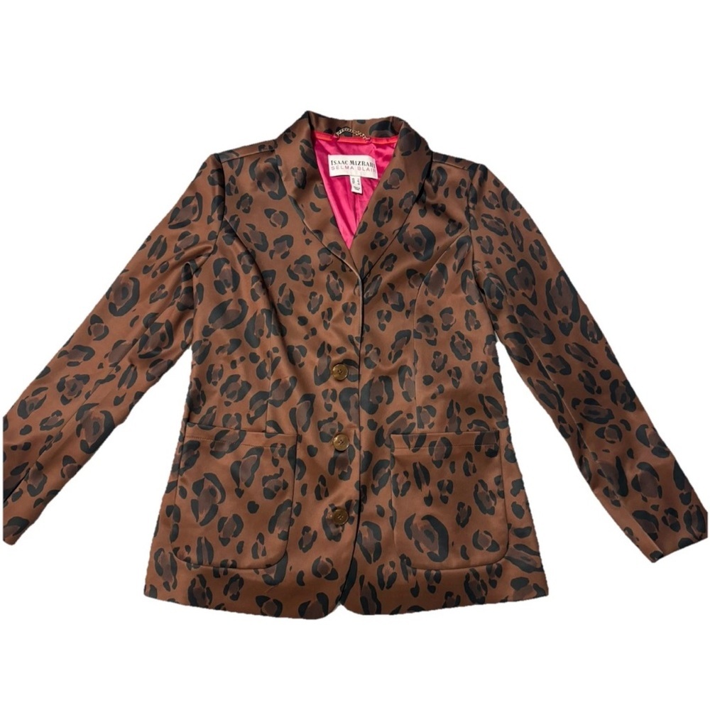 Isaac Mizrahi Brown Animal Print Blazer - Picture 1 of 8